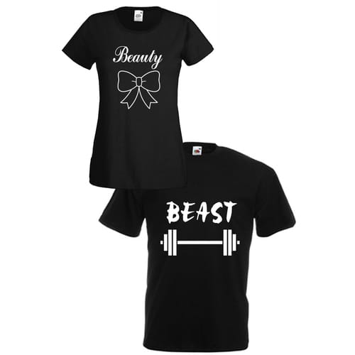 Комплект тениски "Beauty & Beast" (черни), 8010047