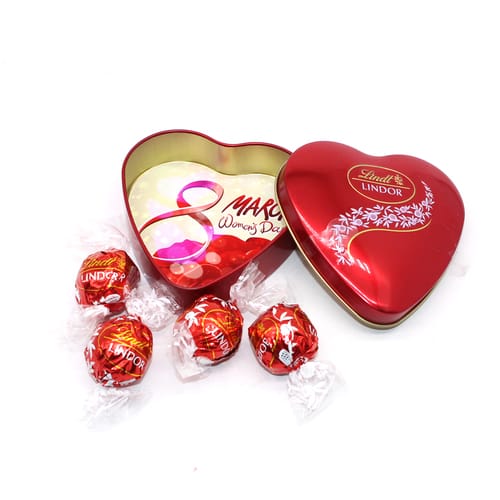 Шоколадови бонбони Линд в метална кутия, 8-ми Март, модел 1