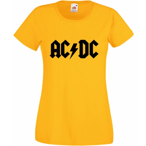 Дамска памучна тениска с текст: AC/DC