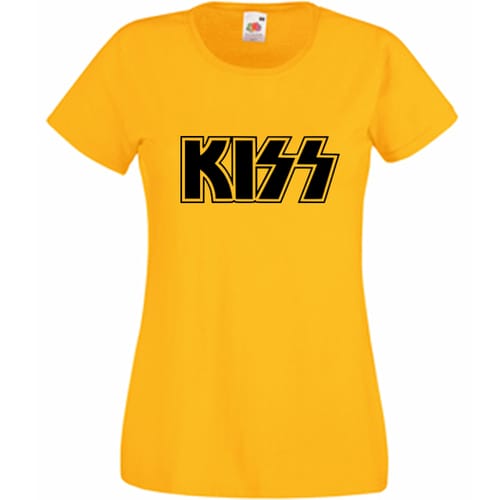 Дамска памучна тениска с текст: KISS