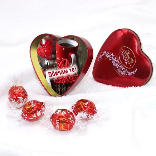 Шоколадови бонбони Линд в метална кутия - Romantic 6