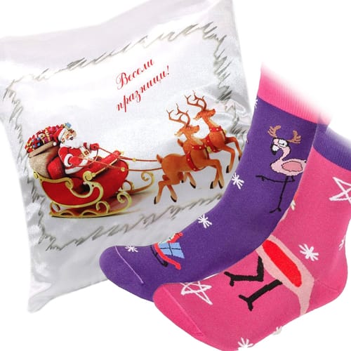 Възглавничка и чорапи - Коледен комплект, модел 5