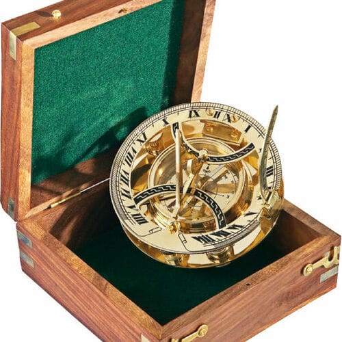 Компас, слънчев часовник сувенир - PANAMA Sun-Dial в дървена подаръчна кутия
