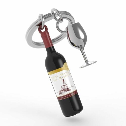 Ключодържател вино с чаша Metalmorphose, Red Wine + Glass