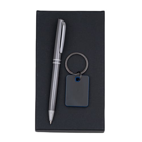 Комплект с химикалка и ключодържател в кутия LK-75-BL
